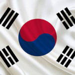 South Korean Flag, three dimensional render, satin texture